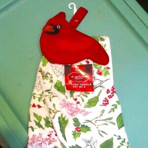 Christmas Towels Set 2 Total CARDINAL HOLDER Cardinal Pat St Nick Square Brand N